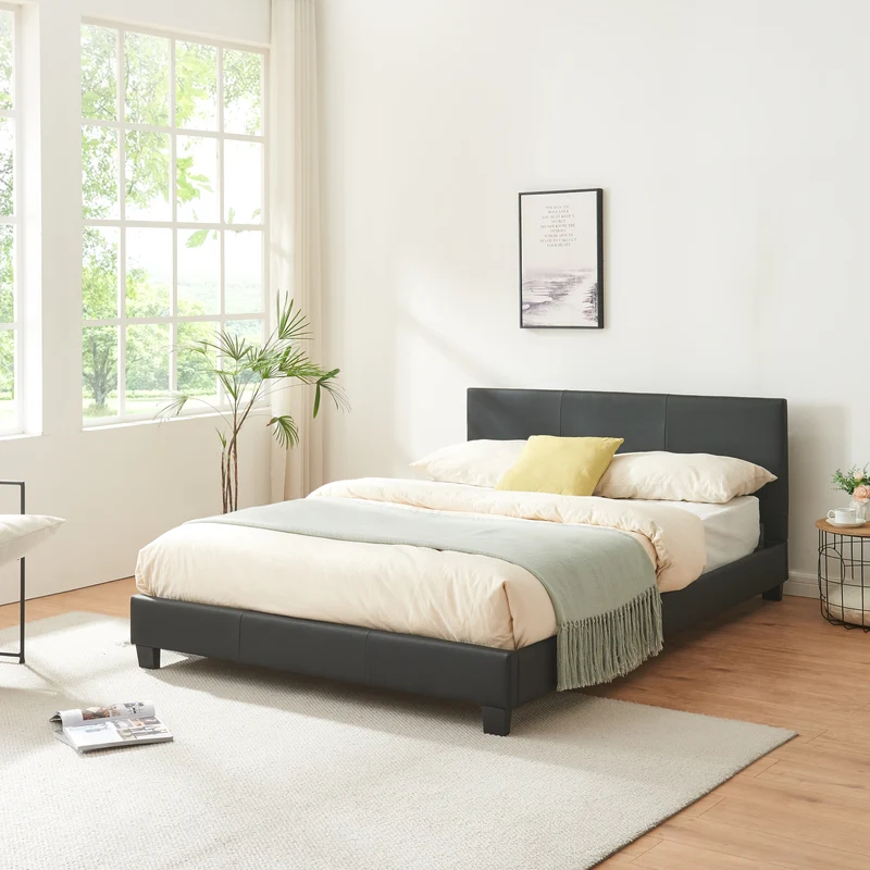 Kunstlederbett Albacete 140x200 cm Schwarz Corium