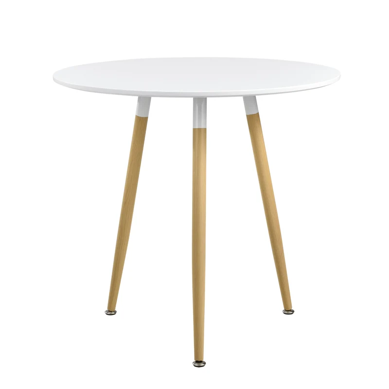 Esstisch Camille Ø80 cm Retro-Design Weiß en.casa