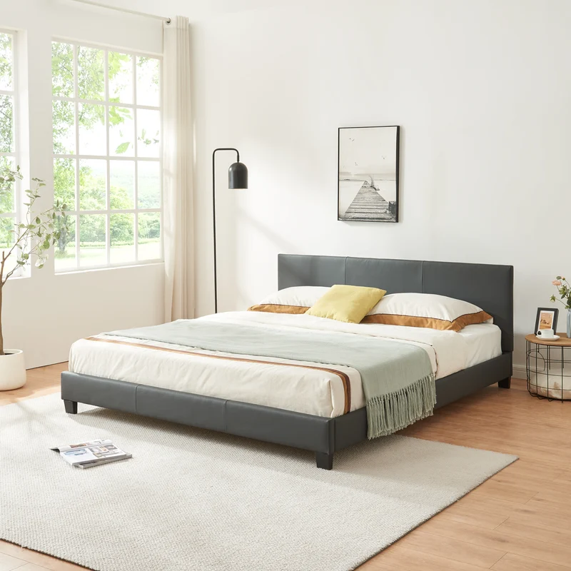 Kunstlederbett Albacete 180x200cm Dunkelgrau Corium