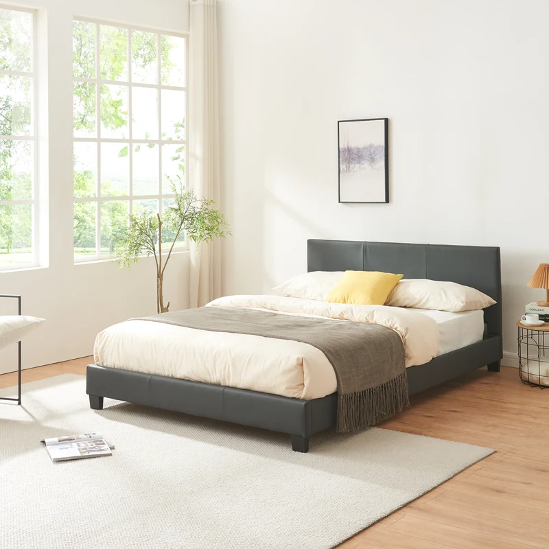 Kunstlederbett Albacete 140x200 cm Dunkelgrau Corium