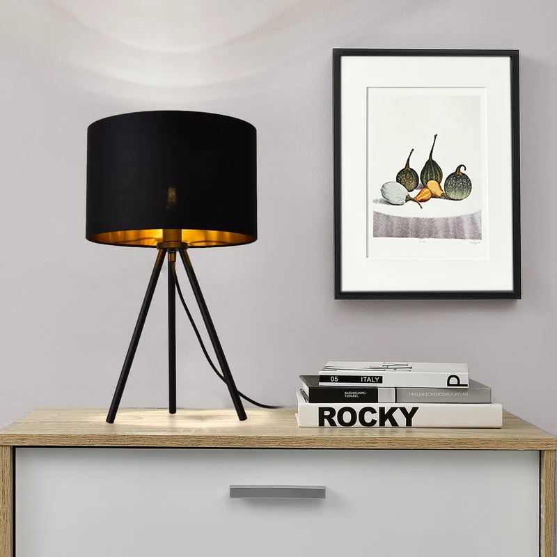 Tischleuchte Koblenz E14 Max. 40W mit Holzfüßen Beige lux.pro