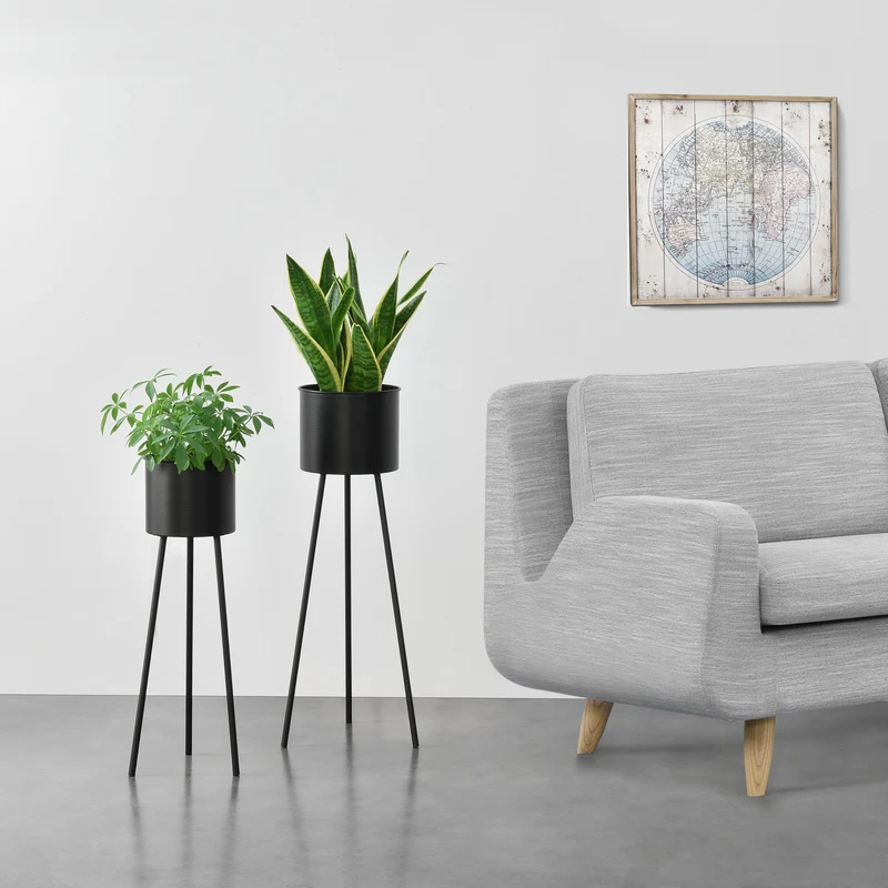 Blumenständer Dalhem 2er Set Schwarz en.casa