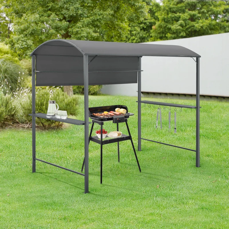 Grillpavillon Pyrgos 215x220x140 cm Dunkelgrau [en.casa]