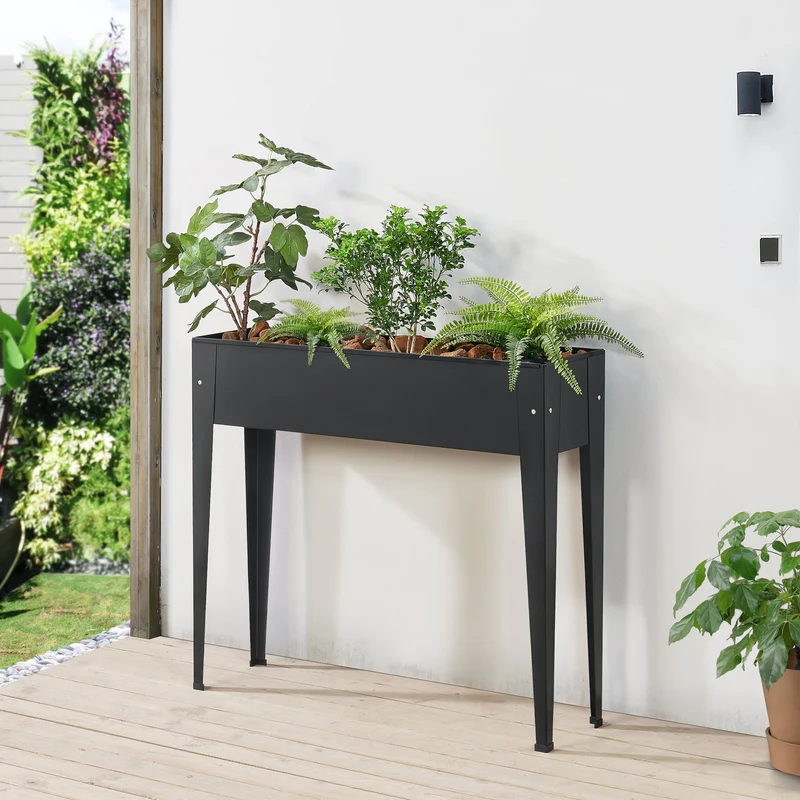 Hochbeet Lelystad 98x25x82cm Stahl Anthrazit [en.casa]