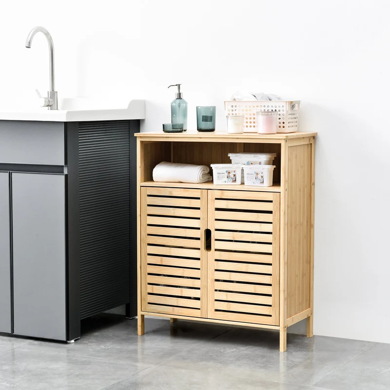 Bambus Badezimmerschrank Eslöv 81x65,5x31 cm [en.casa]