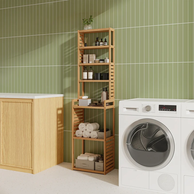 Standregal Forssa 165 x 42 x 28 cm Bambus Natur [en.casa]