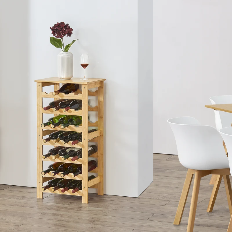 Weinregal Äänekoski 94x47x29 cm Bambus Natur [en.casa]