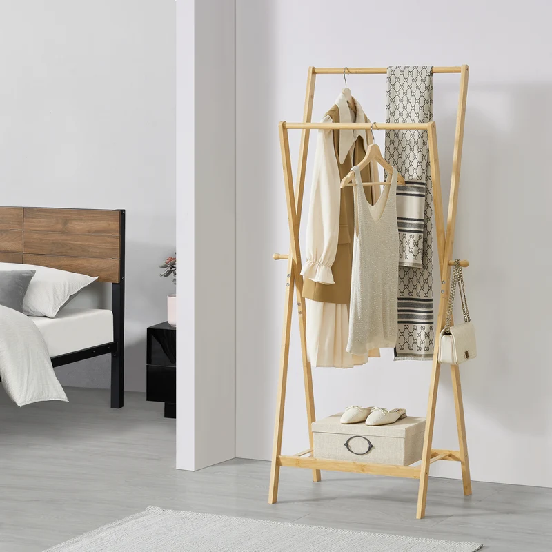 Garderobenständer Keitele 150 x 60 x 42 cm Bambus Natur [en.casa]