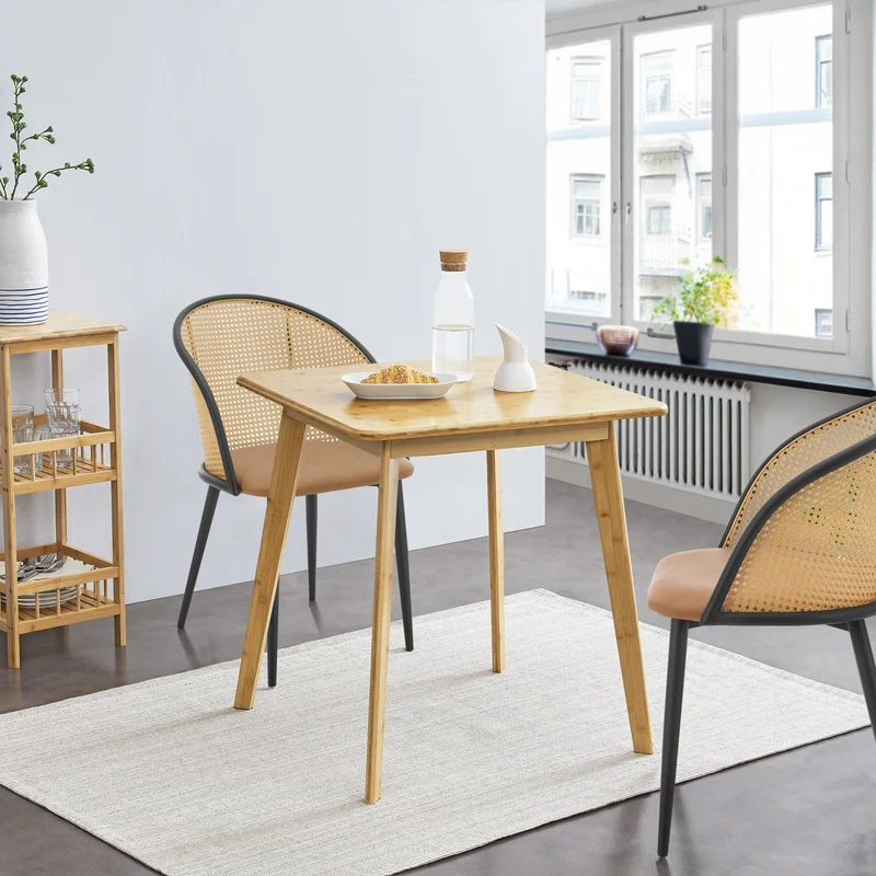 Esstisch Närpes für 2 Personen Bambus 75x70x70 cm [en.casa]