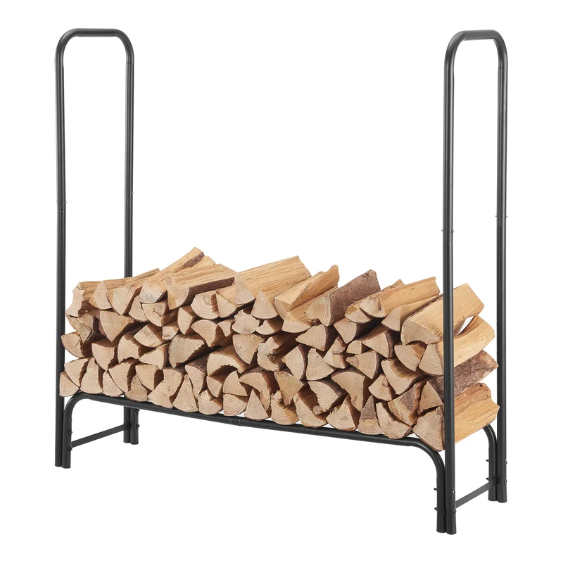 Kaminholzregal Kwethluk Stahl 124x124x34,5cm Schwarz [casa.pro]