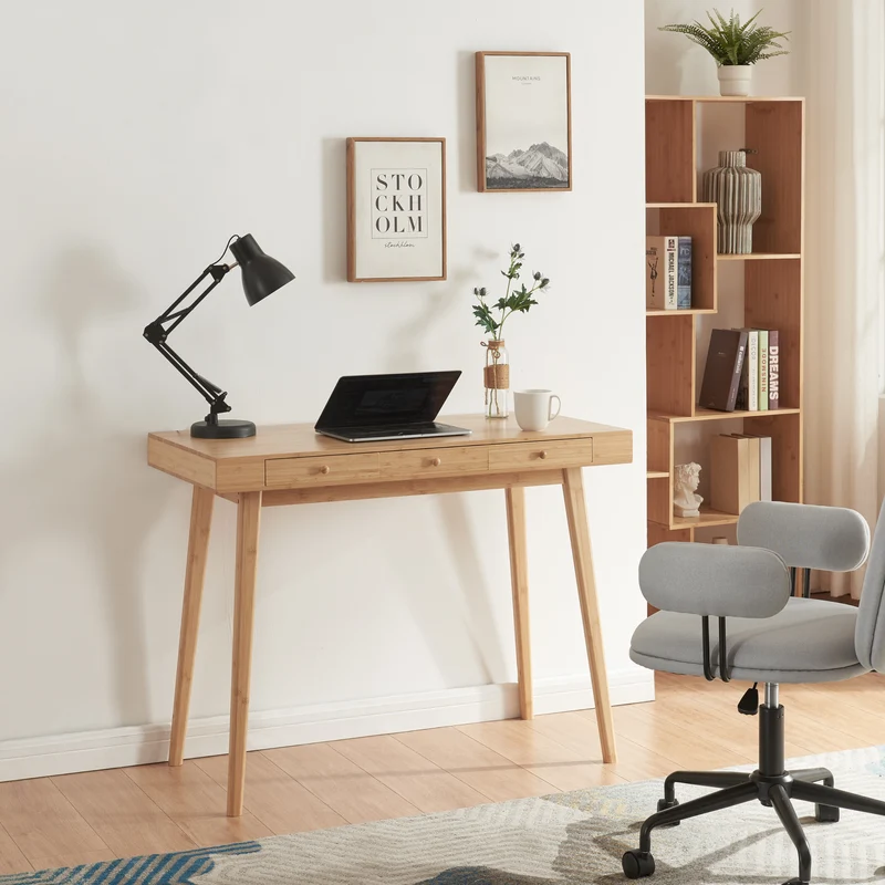 Schreibtisch Hässleholm Bambus 100x50x75cm Natur [en.casa]