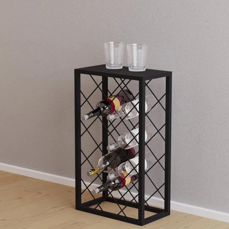 Weinregal Amasia aus Metall 74x45x22 cm Schwarz [en.casa]