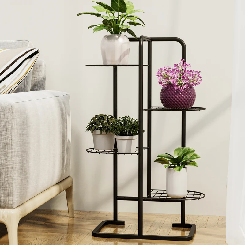 Blumenständer Pedersöre 83x52x25cm Schwarz [en.casa]