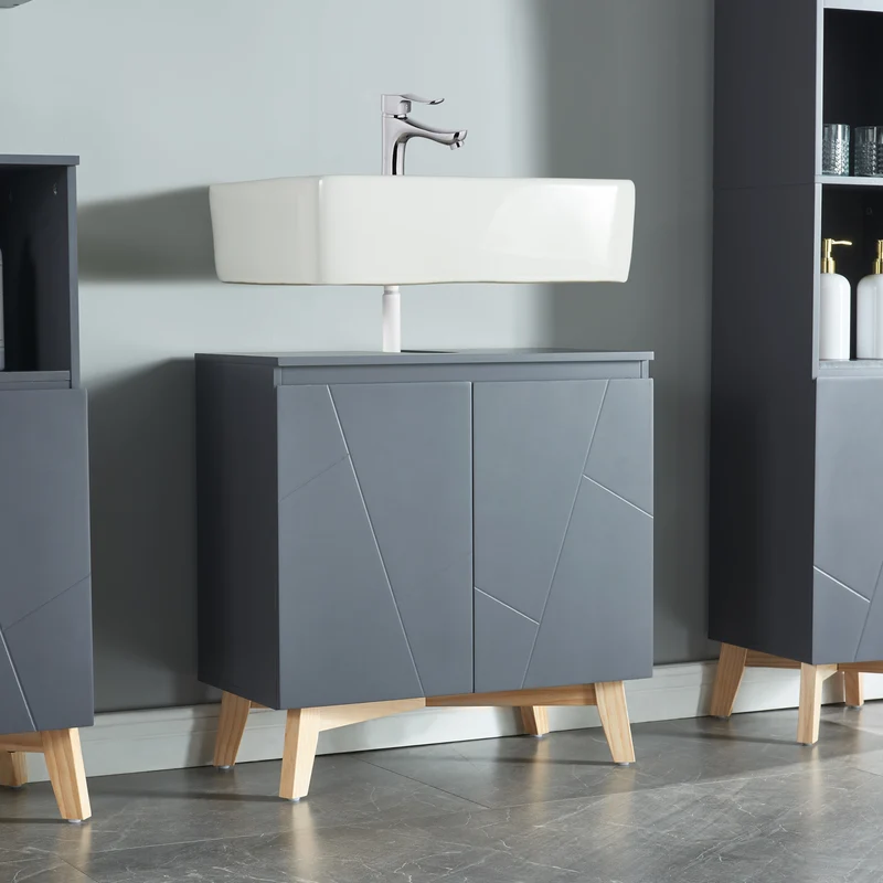 Waschbeckenunterschrank Overath 60x60x30cm Grau [en.casa]