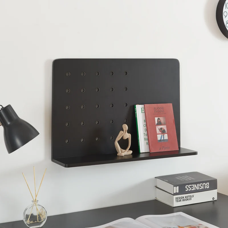Wandregal Dønna 60x15x40cm Schwarz [en.casa]