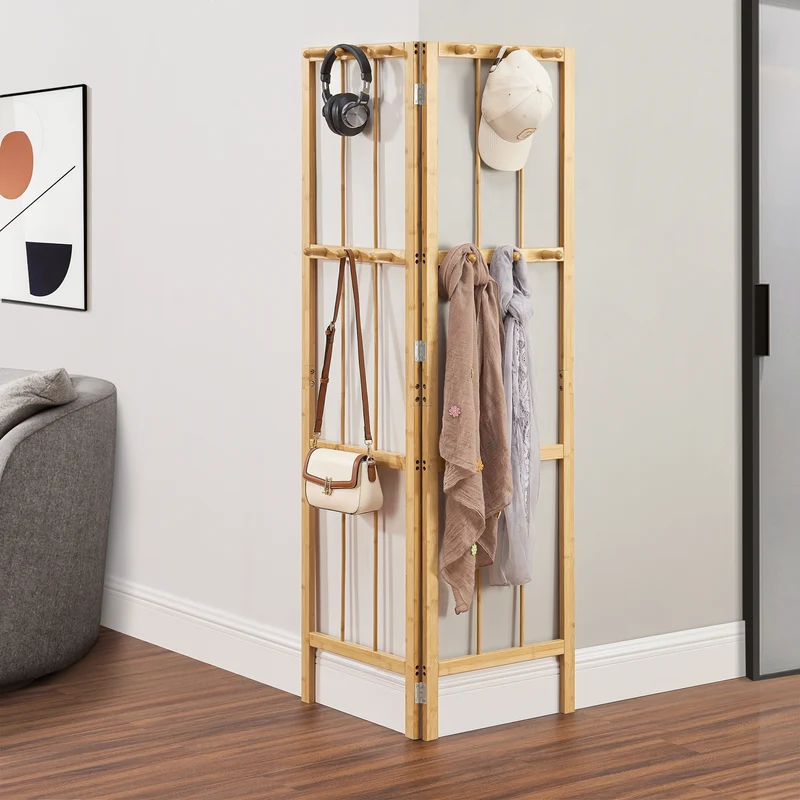 Eckgarderobe Hyllestad 165,5x92x8cm Bambus [en.casa]