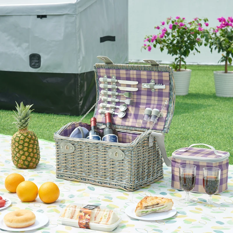 Picknickkorb Folldal für 2 Personen 40x28x25 cm [casa.pro]
