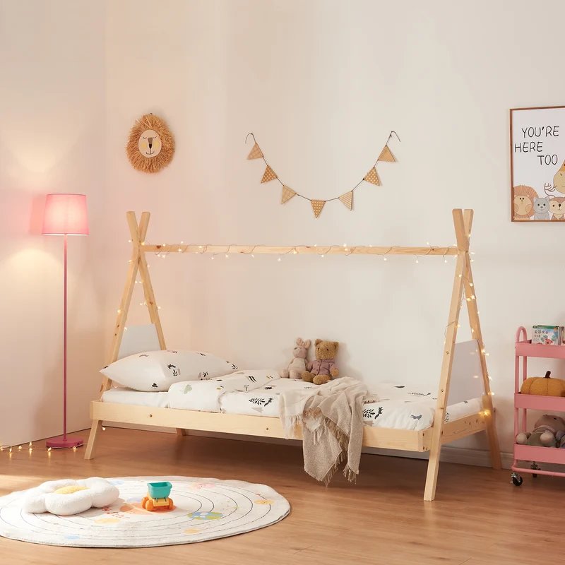 Tipi-Bett Siikajoki 90x200cm Kiefernholz Natur [en.casa]