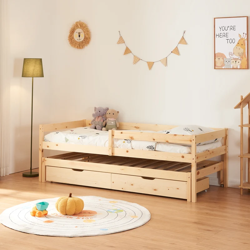 Doppel-Kinderbett Sonkajärvi 90x200cm Kiefernholz Natur [en.casa]