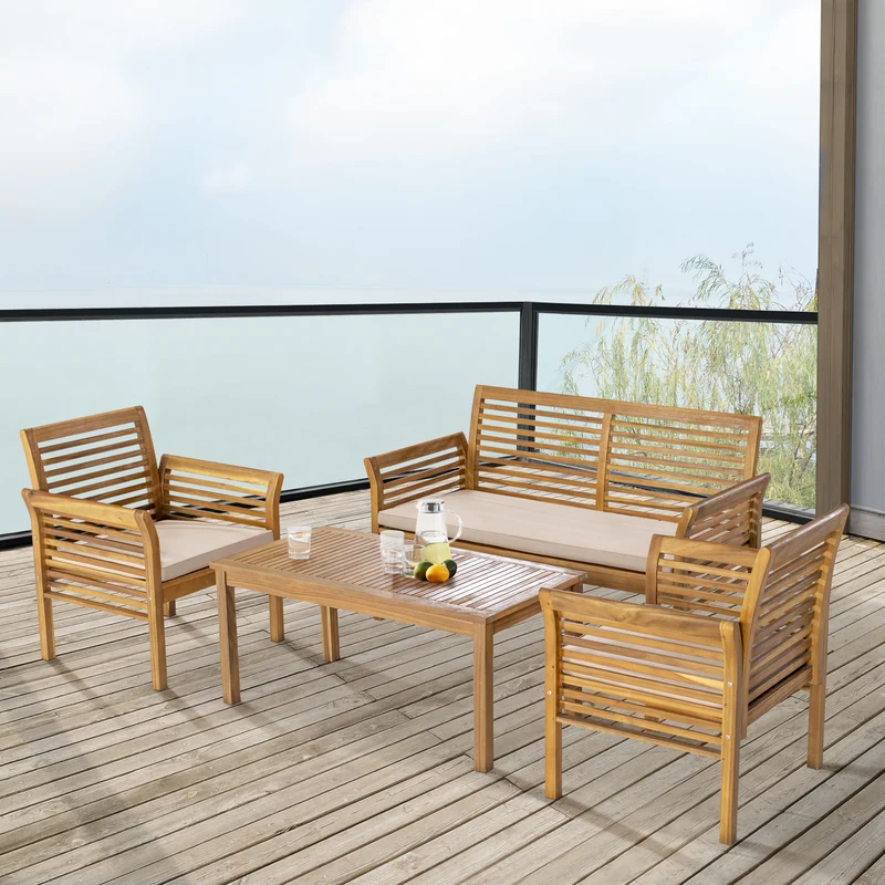 Gartenmöbelset Candela 4-tlg. Akazienholz Holzfarben [casa.pro]