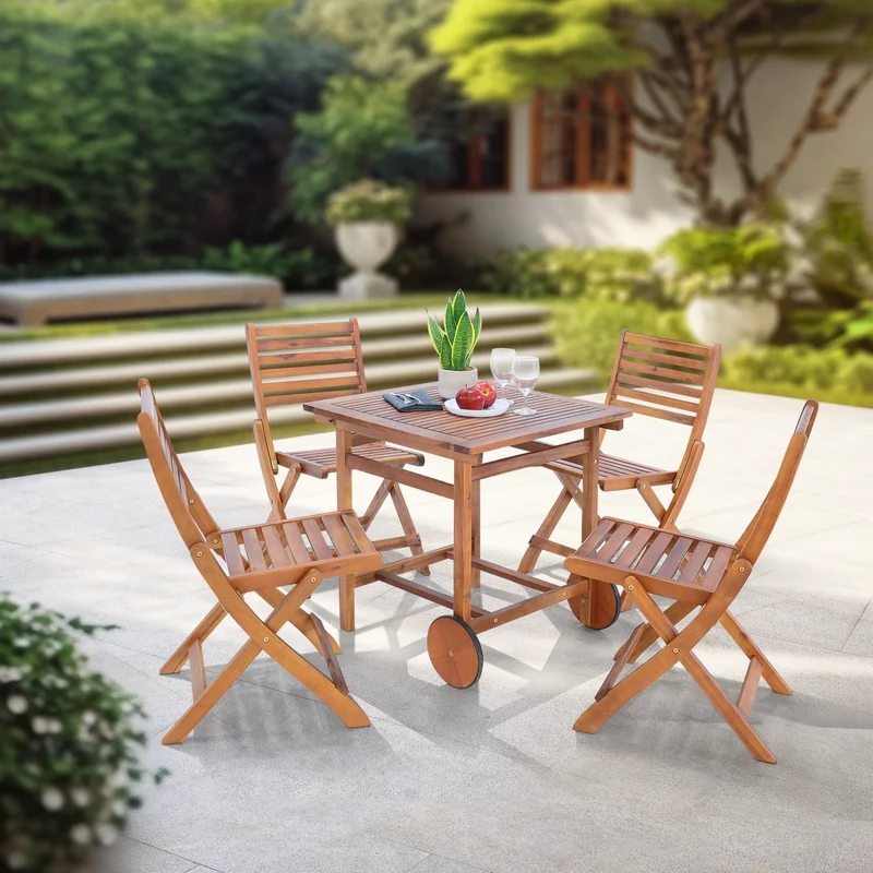 Gartenmöbelset Ancarano 5-tlg. Akazienholz FSC®-zertifiziert [en.casa]