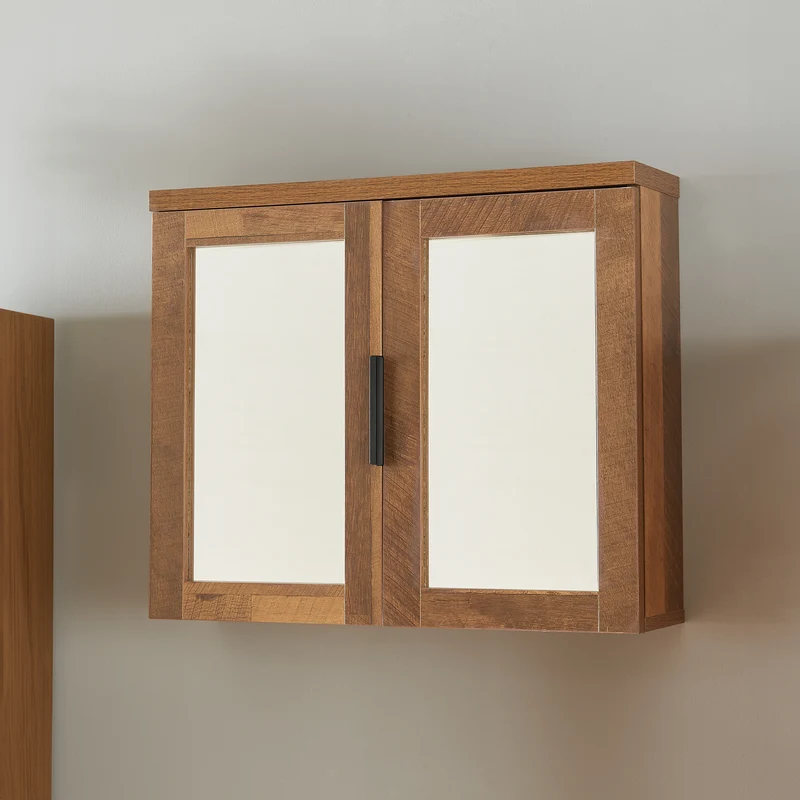 Spiegelschrank Namsskogan 50x60x15cm Walnussoptik [en.casa]