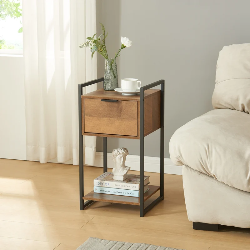 Beistelltisch Namsskogan 62x33x32cm Walnussoptik [en.casa]