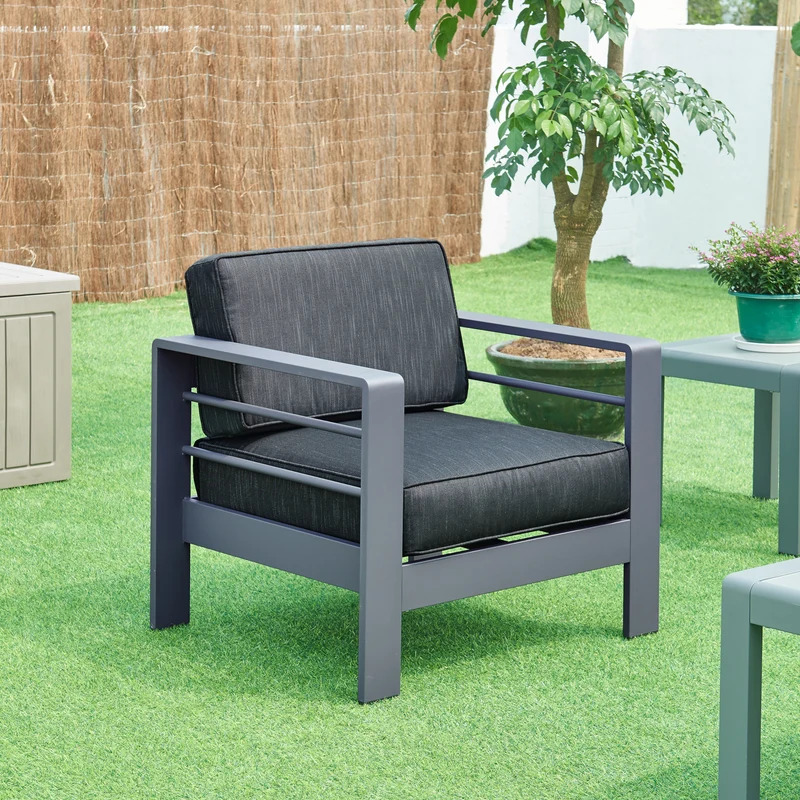Outdoor-Sessel Avise Aluminium Dunkelgrau [casa.pro]