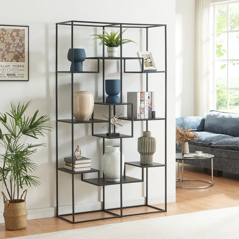 Standregal Råde Metall 180x100x35 cm Schwarz [en.casa]