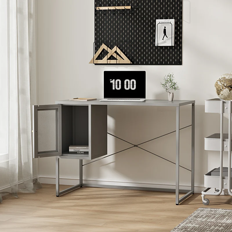 Schreibtisch Sund Stahl 75x100x50 cm Grau [en.casa]