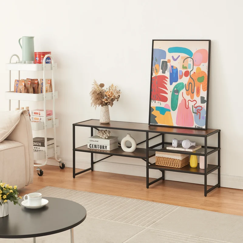 Fernsehtisch Västiarharg 120x30x46 cm Schwarz/Walnussoptik [en.casa]