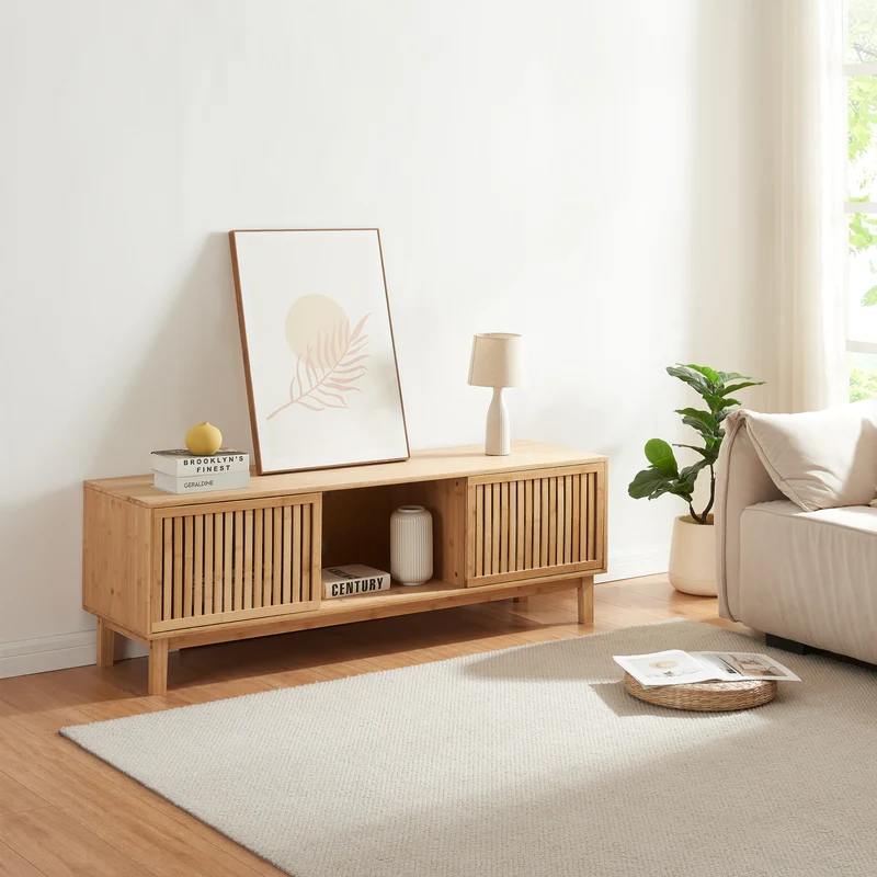 Fernsehschrank Ypäjä 150x42x50 cm Bambus Natur [en.casa]