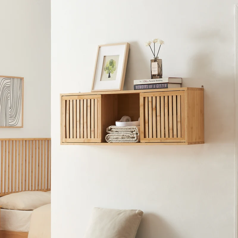 Wandregal Ypäjä 93x20x33 cm Bambus [en.casa]