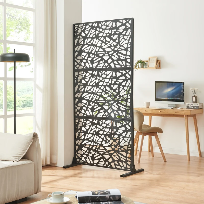 Indoor Trennwand Poskind Stahl 200x100x50 cm Schwarz [casa.pro]
