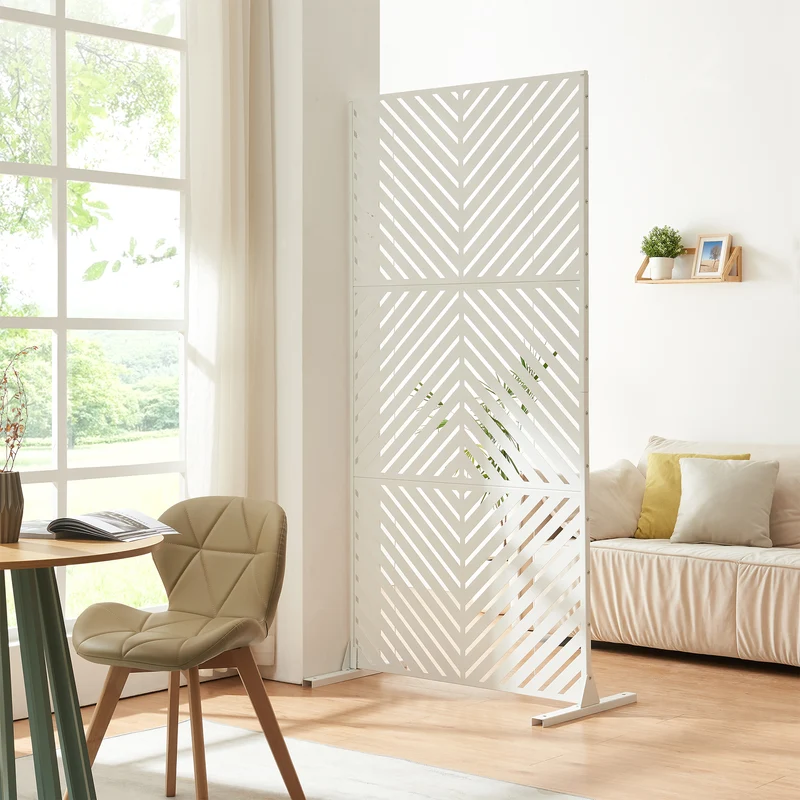 Indoor Trennwand Kekan Stahl 200x100x50 cm Weiß [casa.pro]
