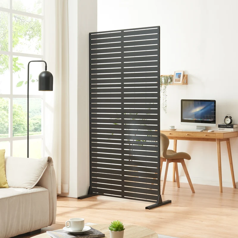 Indoor Trennwand Trolu Stahl 200x100x50 cm Schwarz [casa.pro]
