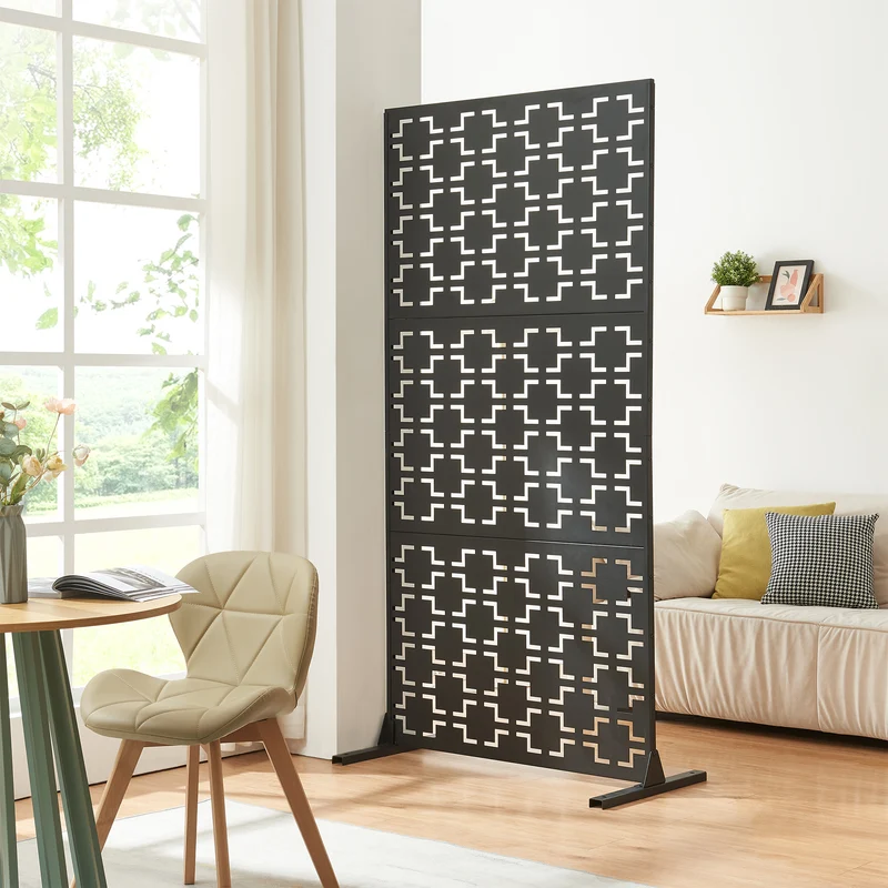 Indoor Trennwand Aaskis Stahl 200x100x50 cm Schwarz [casa.pro]