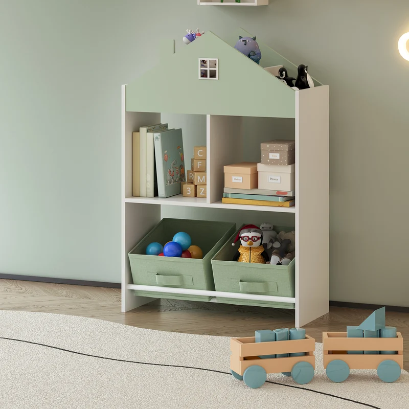 Kinderregal Vipsali 90x60x27 cm Mintgrün/Weiß [en.casa]
