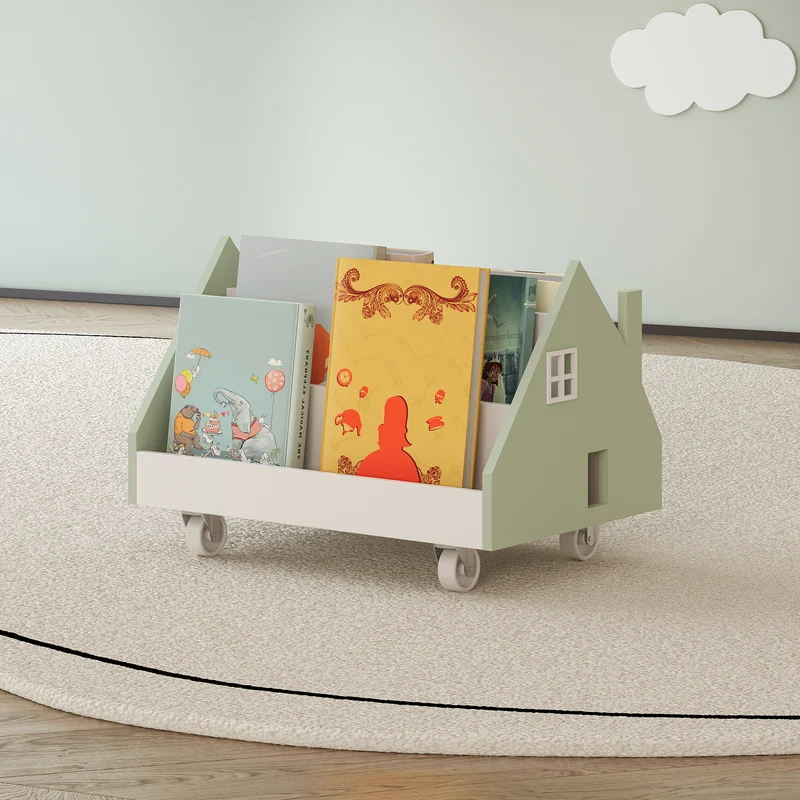 Mobiler Kinder-Bücherwagen Vipsali Hausoptik