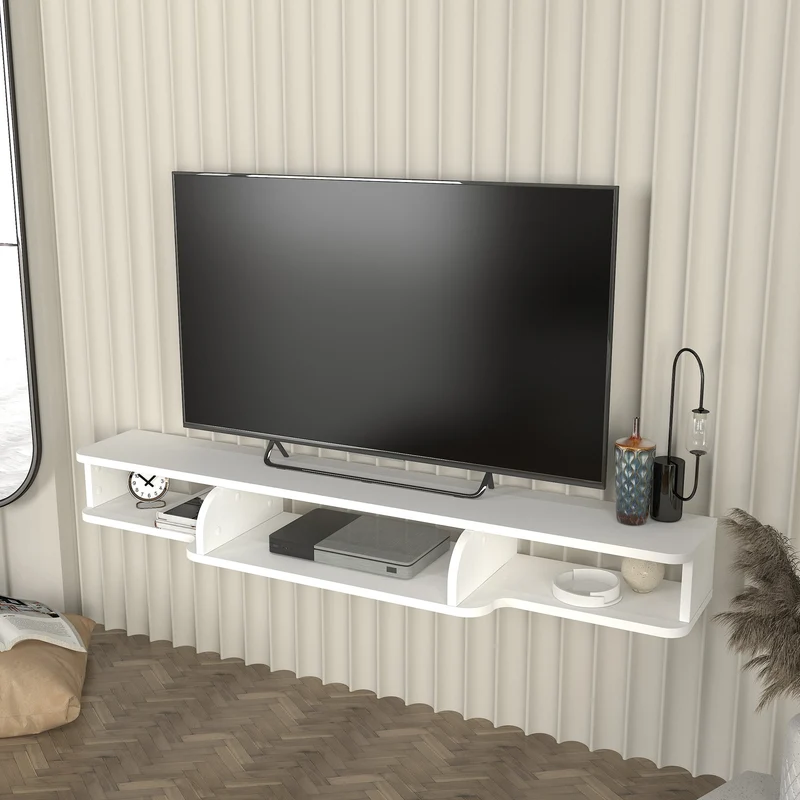 TV-Lowboard hängend Aar 135x30x16 cm Weiß [en.casa]