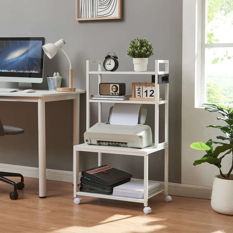Rollbarer Druckertisch Svanaldsvipp 100x55x38 cm cm Weiß [en.casa]