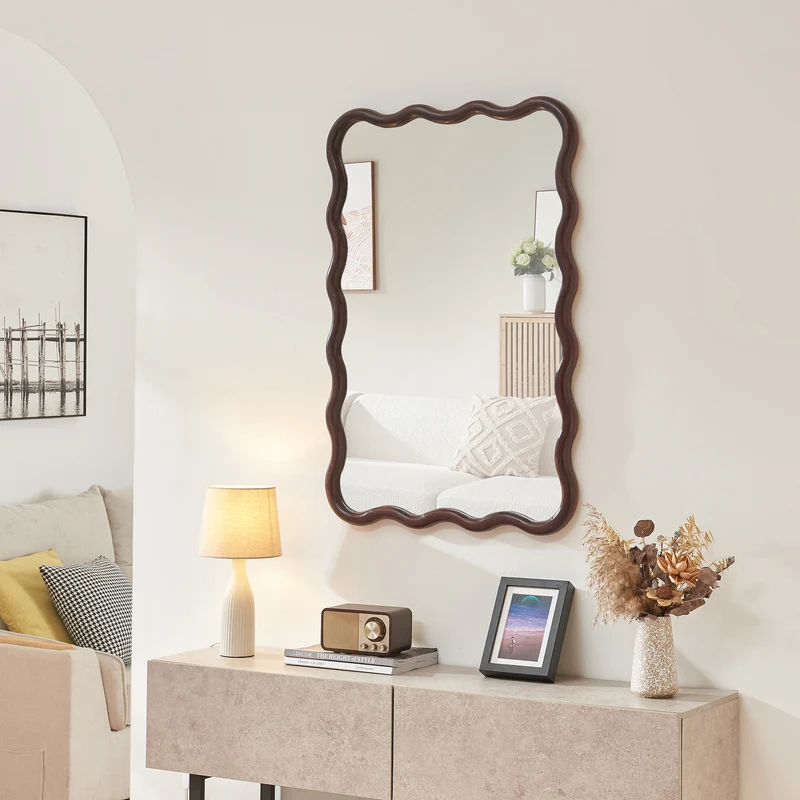 Wandspiegel Porloskid 90x60 cm Dunkelbraun [en.casa]