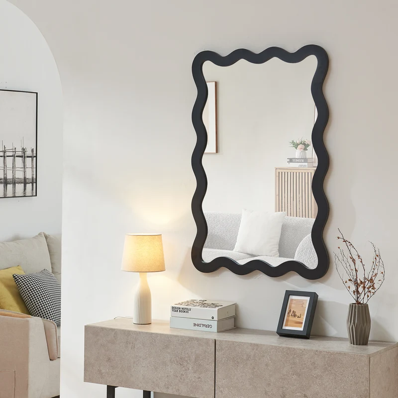 Wandspiegel Koster 90x60 cm Schwarz [en.casa]