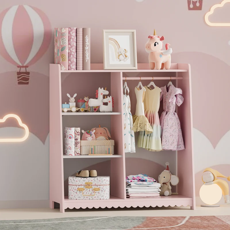 Kindergarderobe Vestnes 90x80x38 cm Cotton Candy/Weiß [en.casa]
