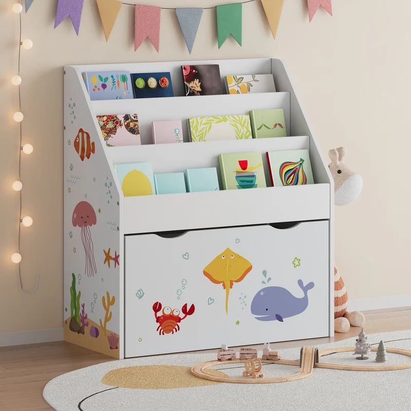 Kinderregal Aarnskona 70x63x30 cm Aqua Dream Motiv [en.casa]