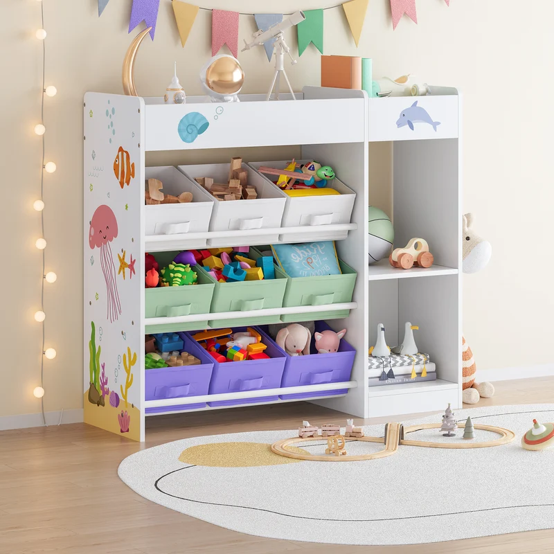 Kinderregal Farusa 80x90x30 cm Aqua Dream Motiv [en.casa]