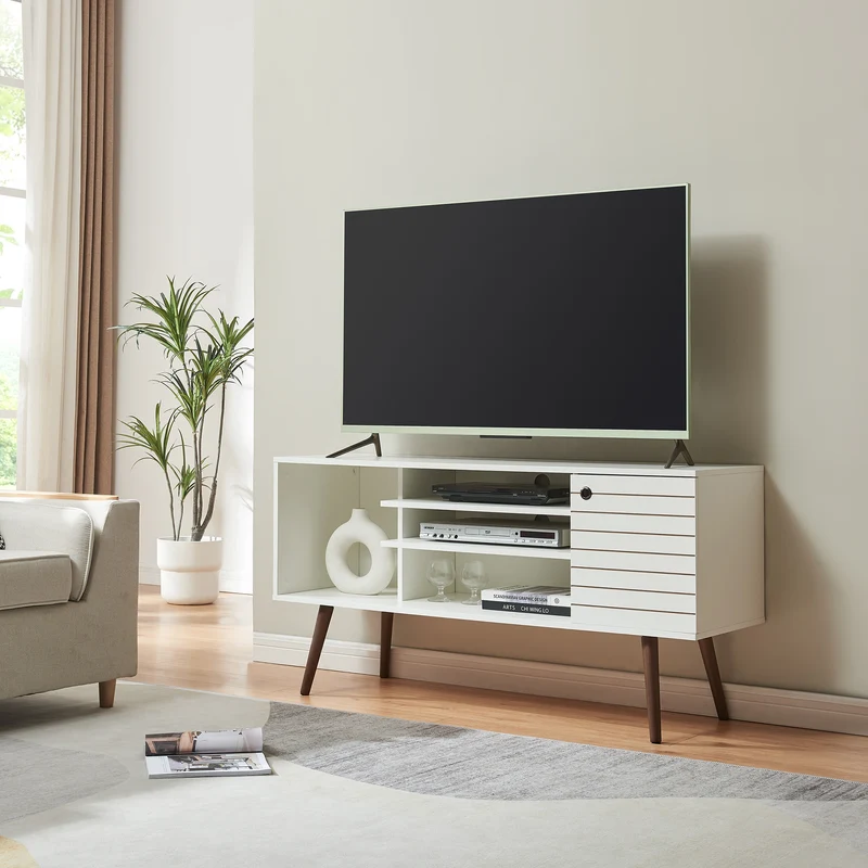 Fernsehschrank Vare 130x40x66 cm Weiß [en.casa]