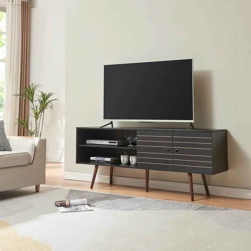 Fernsehschrank Vare 160x40x66 cm Schwarz [en.casa]