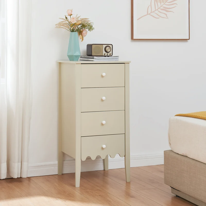 Kommode Luspoo mit 4 Schubladen 82x40x40 cm Cremeweiß [en.casa]