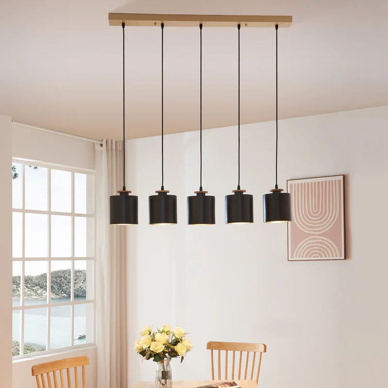 Hängeleuchte Posdand 130x90x14 cm Holz/Schwarz [lux.pro]